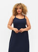 Plain coloured viscose strap dress with smock, Navy Blazer, Model image number 2