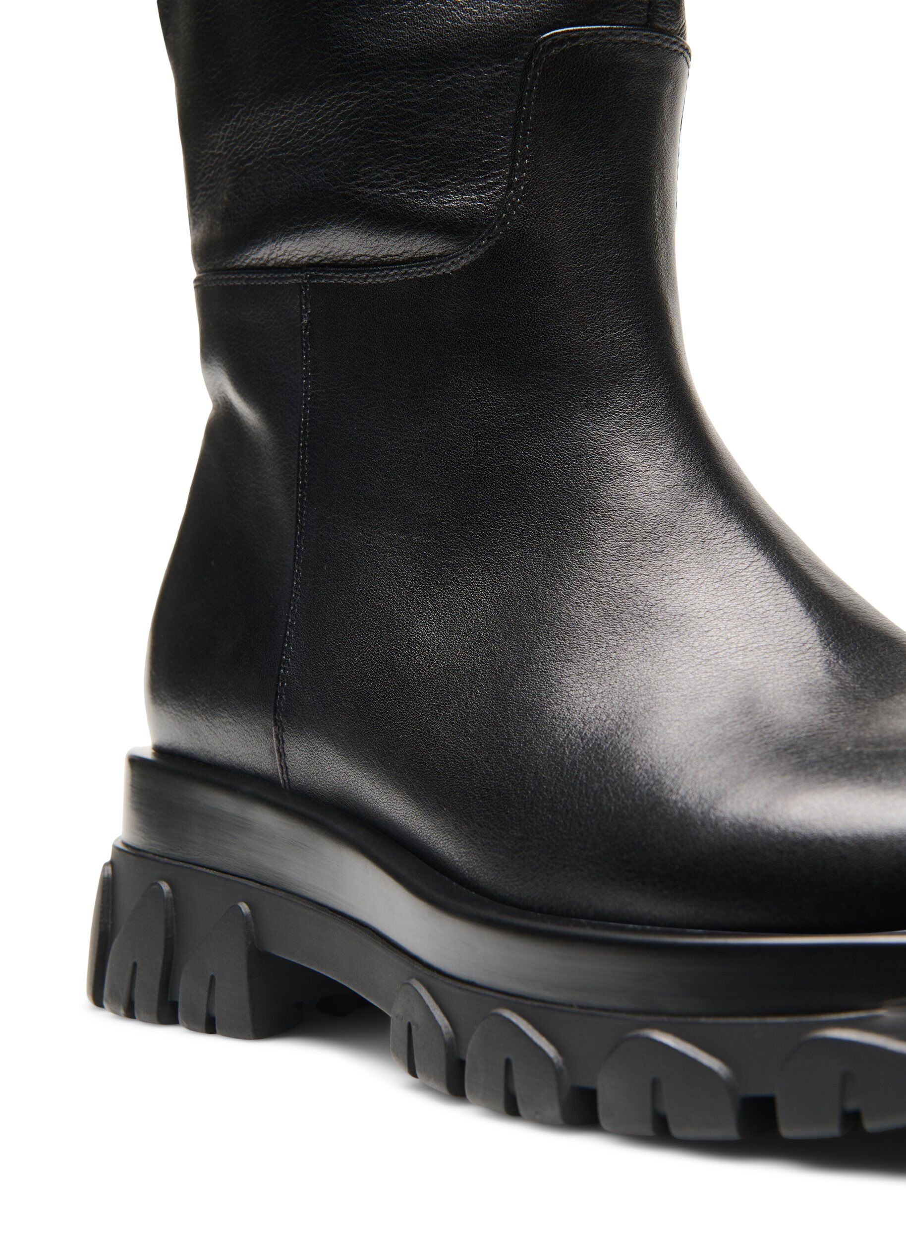 Zizzifashion Wide fit leather boot with zip, Black, Packshot image number 1
