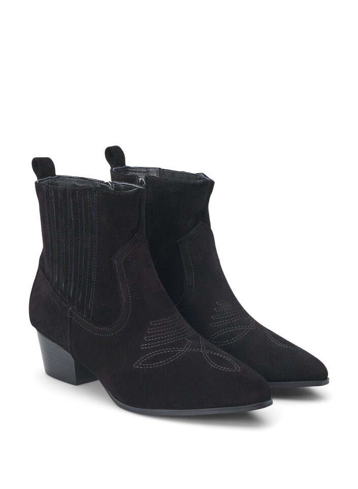 Wide fit - Suede ankle boot, Black, Packshot image number 1
