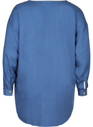 V-neck lyocell shirt, Blue denim, Packshot image number 1