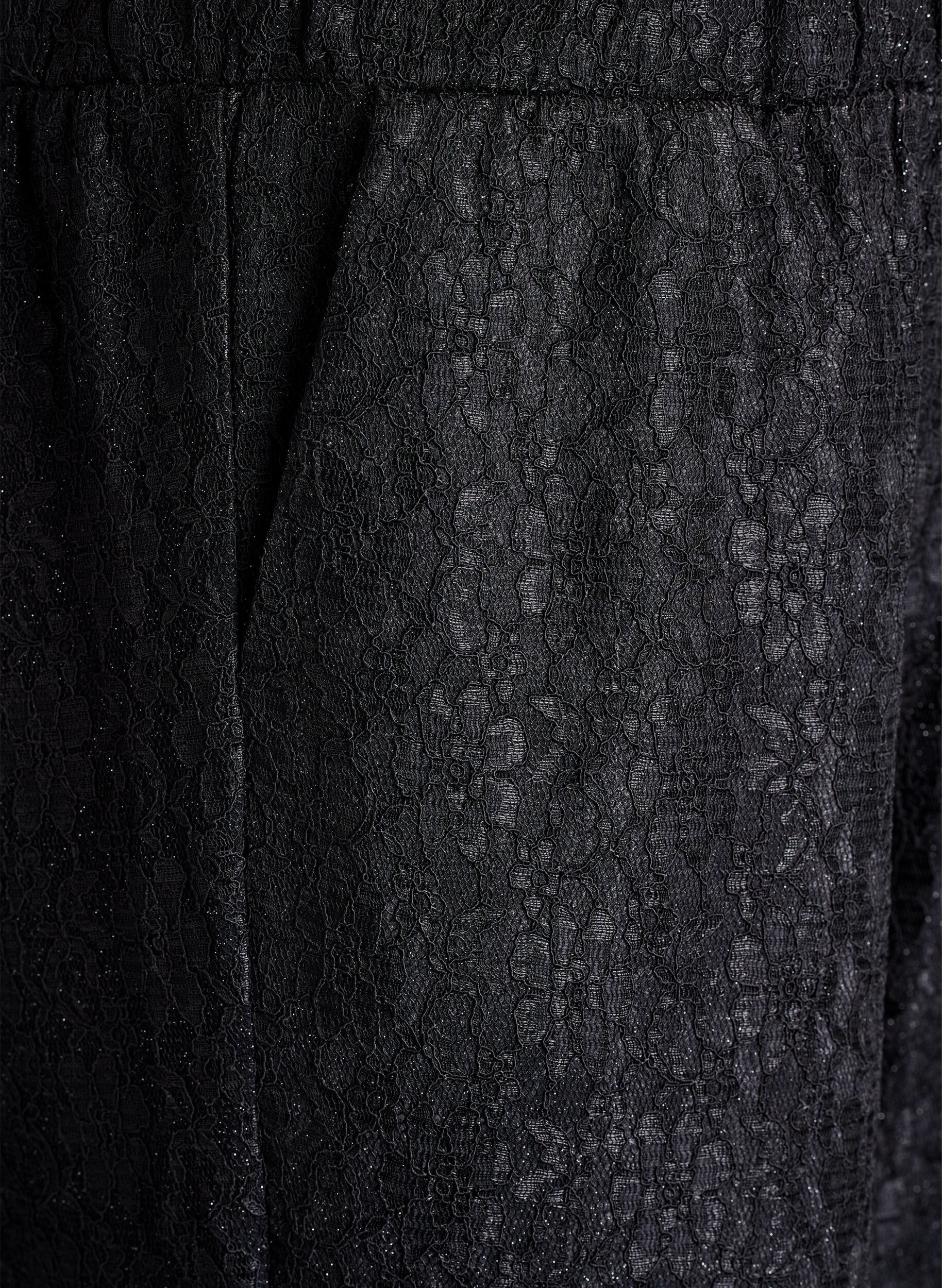 Zizzifashion Trousers with a lace texture and glitter thread, Black, Packshot image number 2