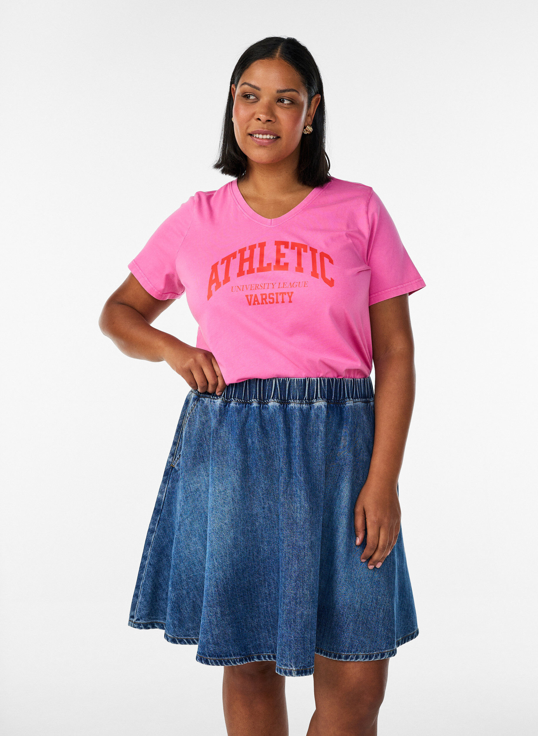Zizzifashion Short denim skater skirt, Blue, Model image number 0