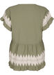 Short-sleeved blouse with ruffles and graphic pattern, Green, Packshot image number 1