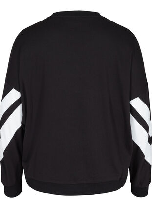 Sweatshirt with print details on the sleeves, Black, Packshot image number 1