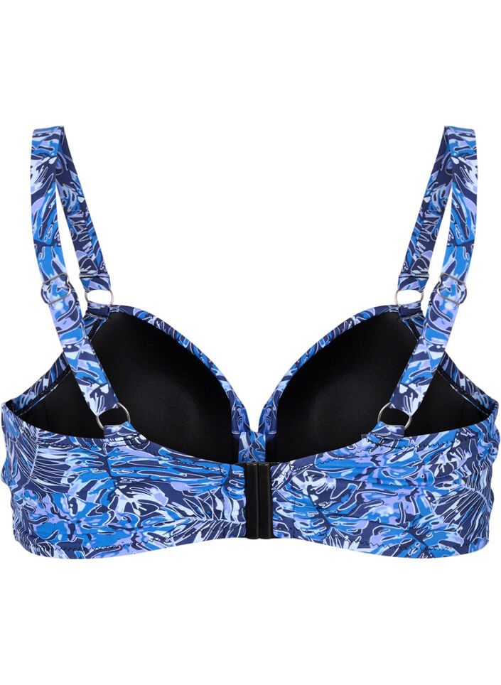 Bikini top with underwire and pattern, Blue, Packshot image number 1