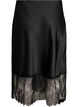 Satin-look skirt with lace trim, Black, Packshot image number 1