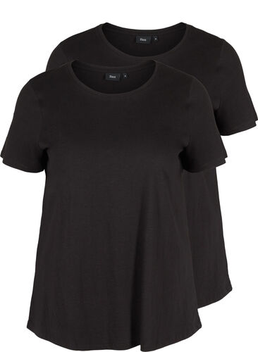 2-pack Short-sleeved T-shirt in Cotton, Black/Black, Packshot image number 0