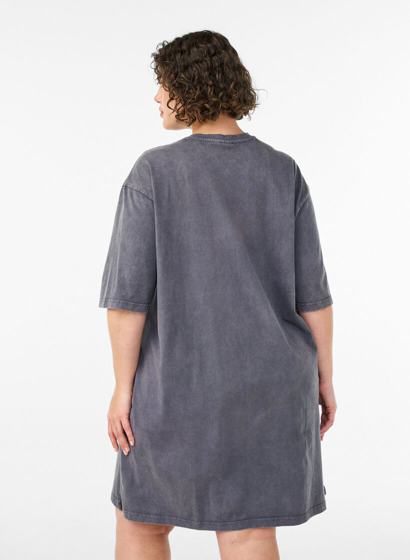Loose T-shirt dress with a washed look, Grey, Model image number 2