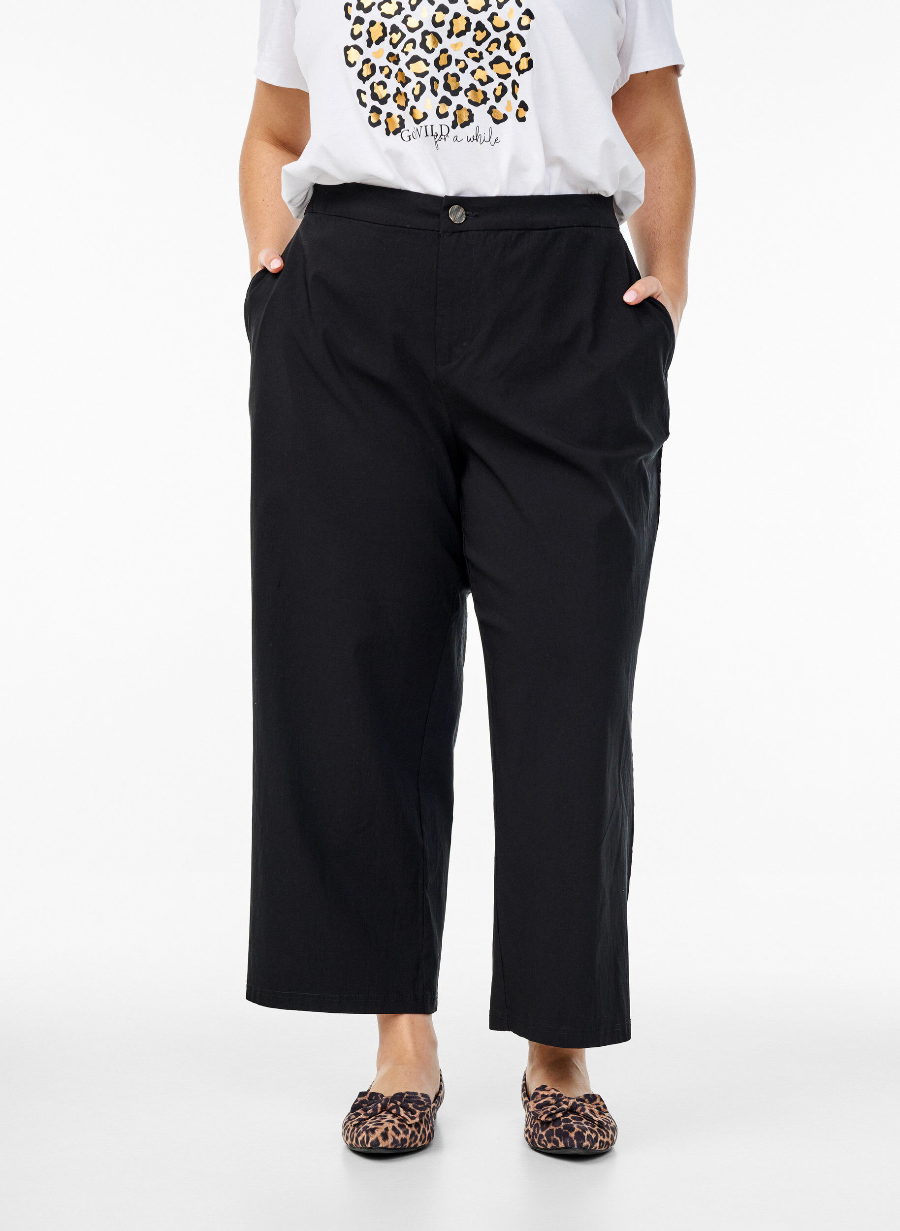 Zizzifashion Culotte trousers in mixed fabric, Black, Model image number 2