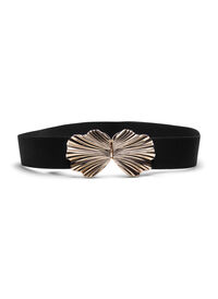 Stretchy waist belt with gold-colored buckle