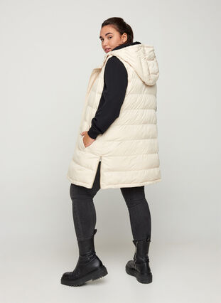 Long vest with a body warmer and button fastening, Pumice Stone, Model image number 1