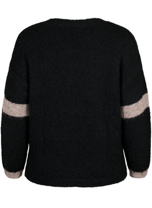 Knitted sweater with striped detail, Black Comb, Packshot image number 1