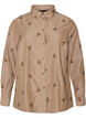 Striped shirt with embroidered flowers, Brown, Packshot image number 0