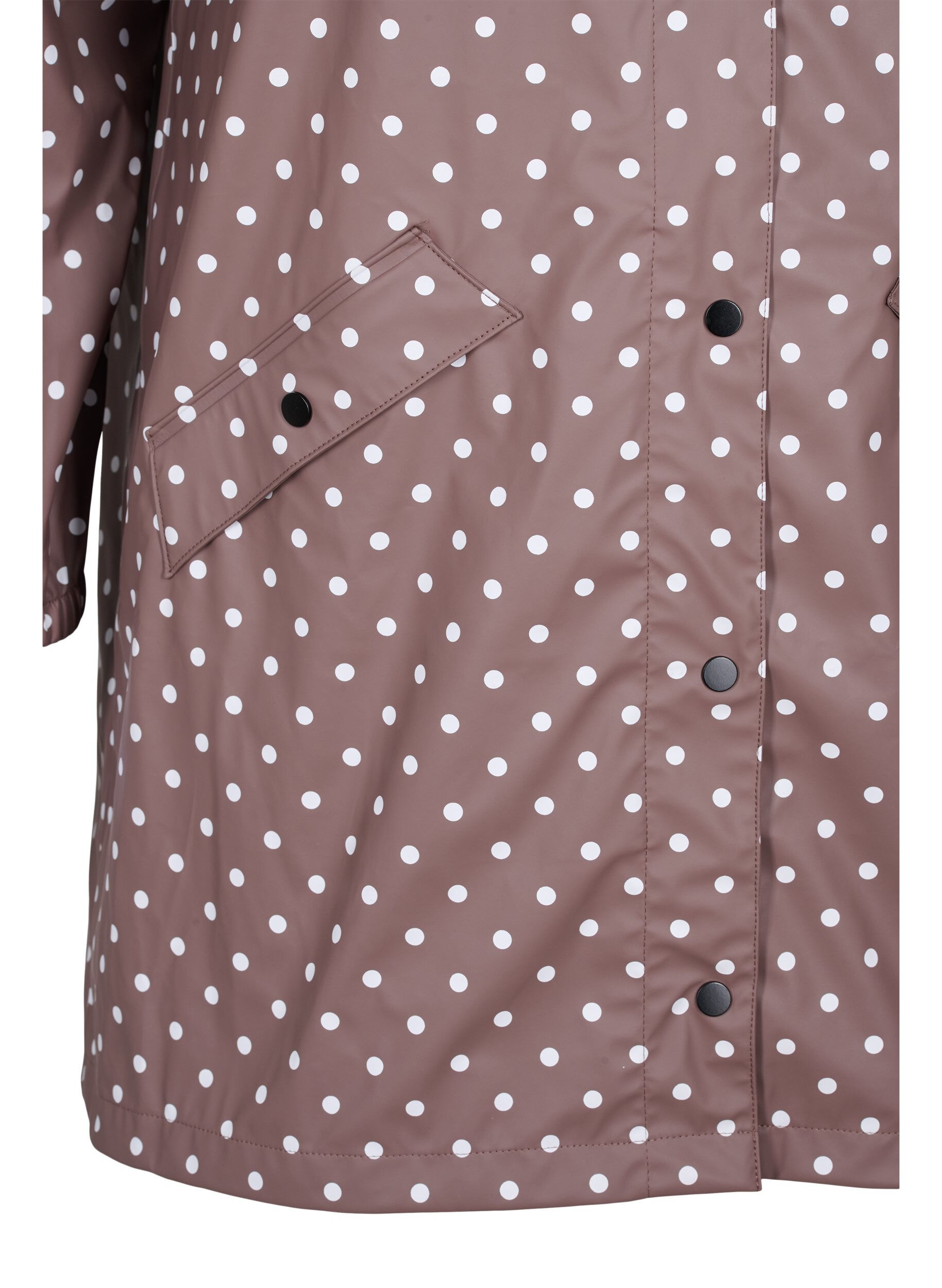 Zizzifashion Hooded polka dot rain jacket, Iron W/White dot, Packshot image number 3