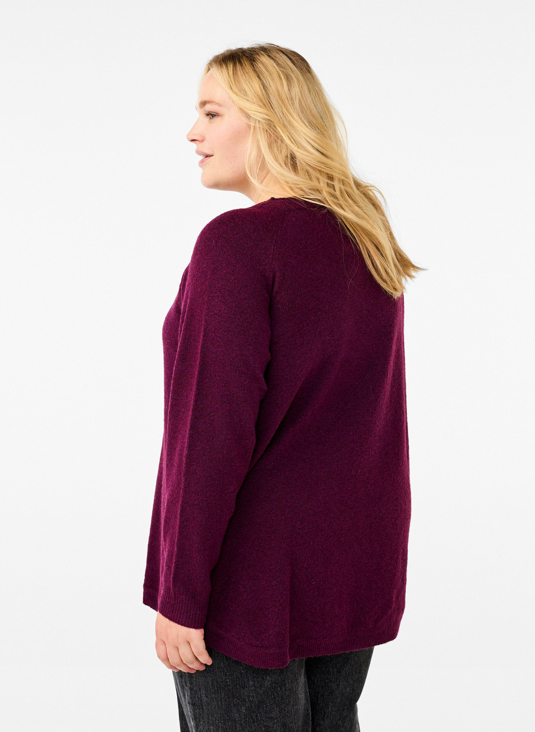 Zizzifashion Knitted blouse with bead details, Potent P. Black Mel., Model image number 1