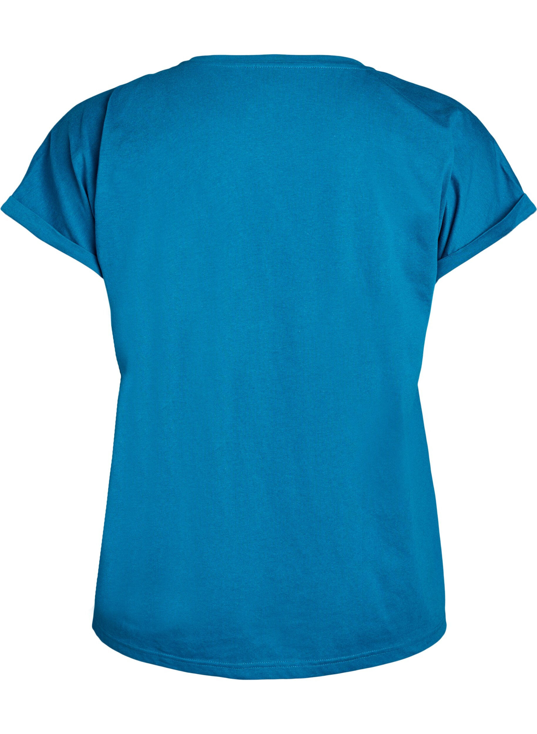 Zizzifashion Short sleeved cotton blend t-shirt, Petrol, Packshot image number 1