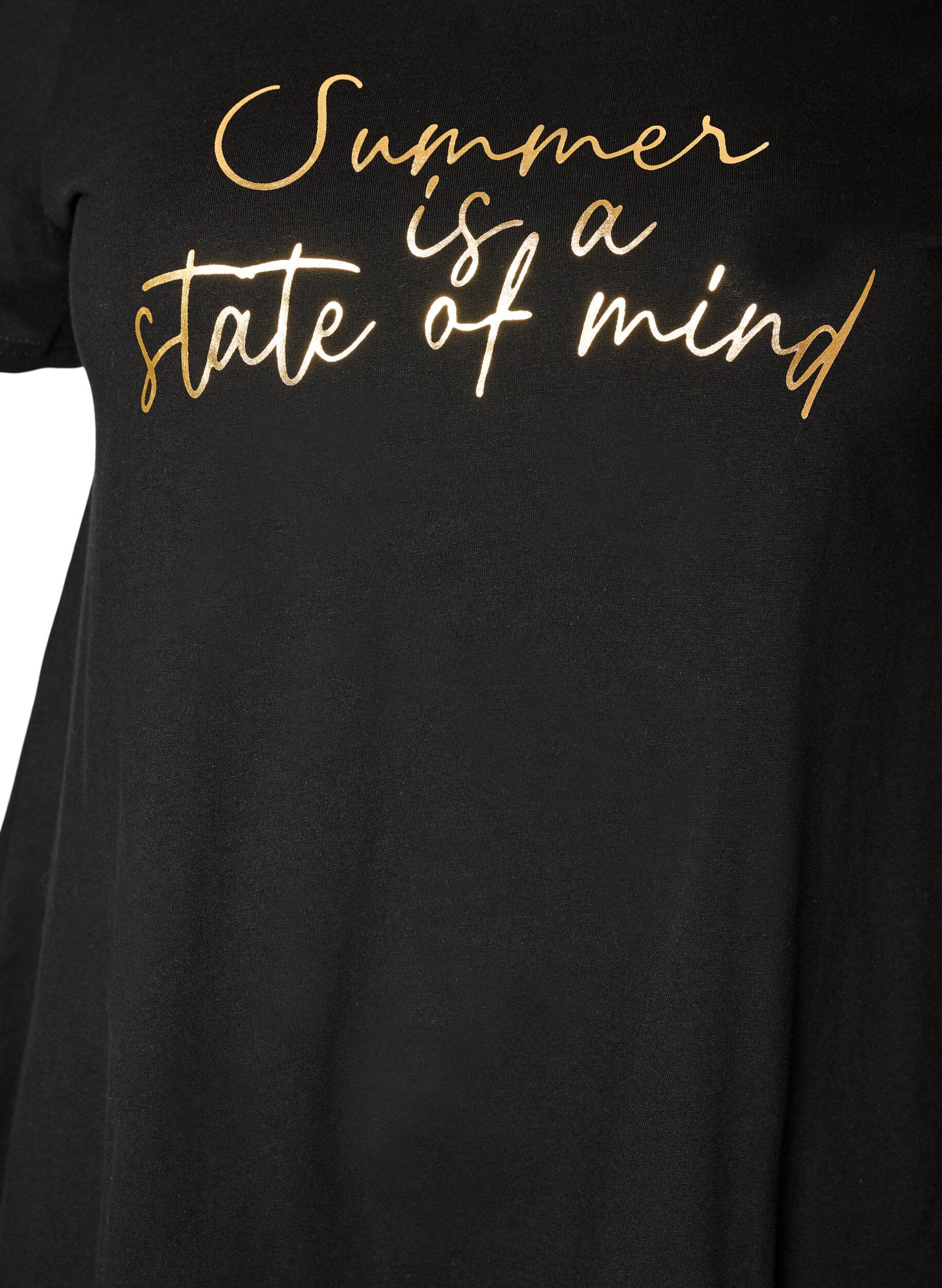 Zizzifashion T-shirt with a round neck and A-line shape, Black, Packshot image number 2