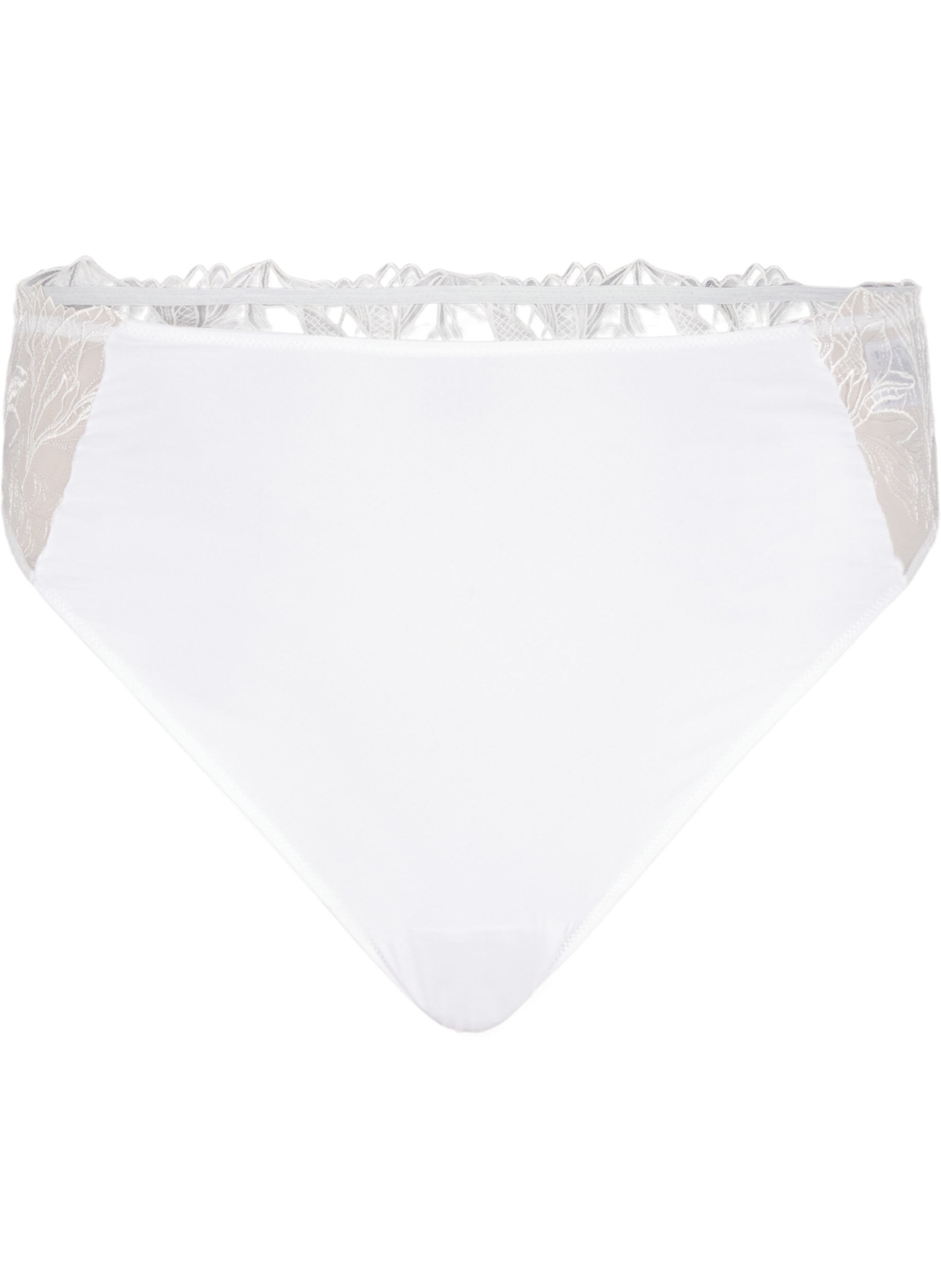 Zizzifashion Microfiber thong with lace, White, Packshot image number 0