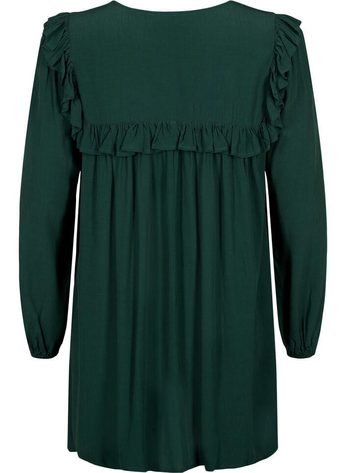 Viscose tunic with ruffles, Scarab, Packshot image number 1