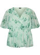 Floral chiffon blouse with short sleeves, Green, Packshot image number 0