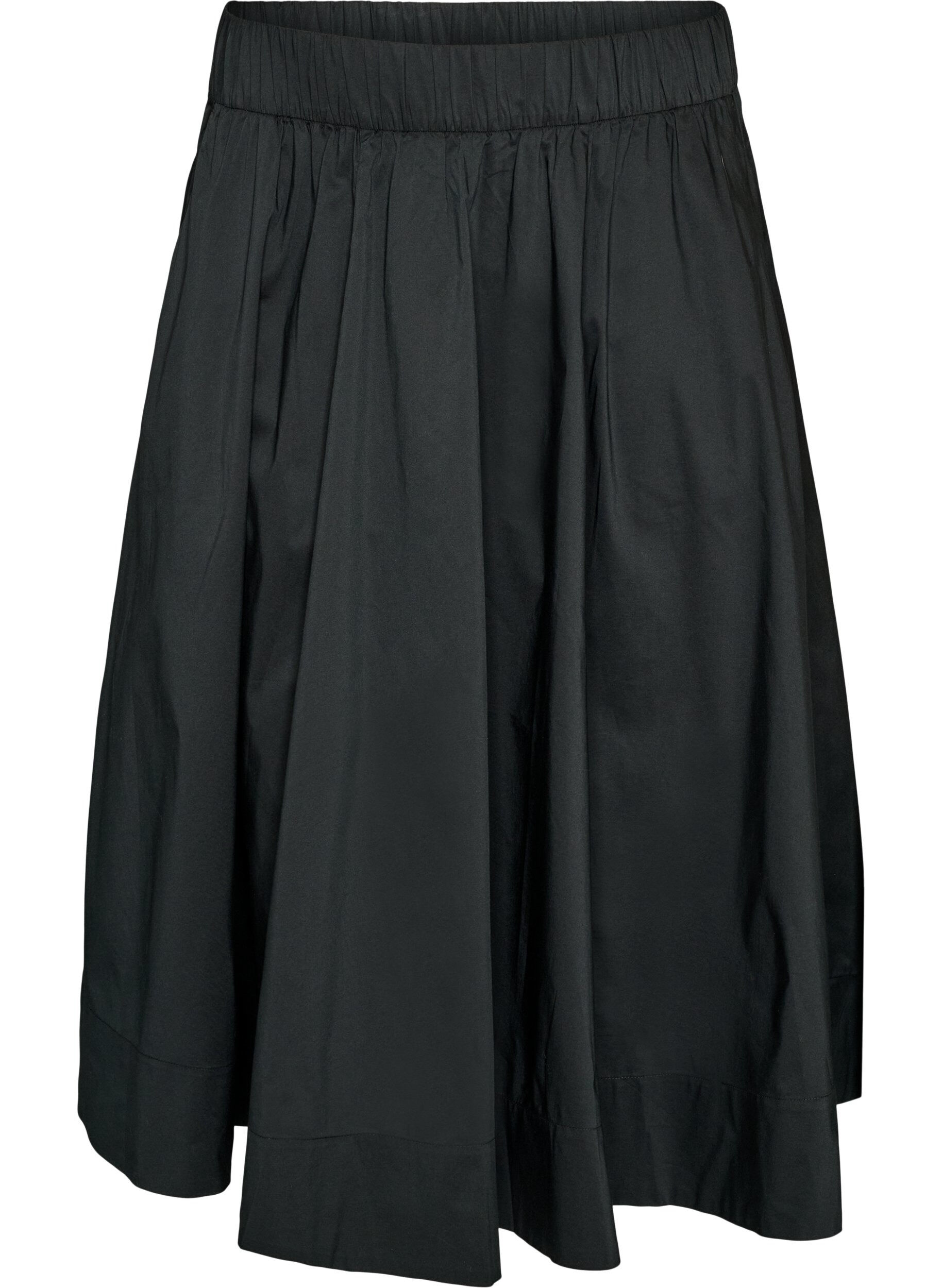 Zizzifashion Wide A-line midi skirt, Black, Packshot image number 0