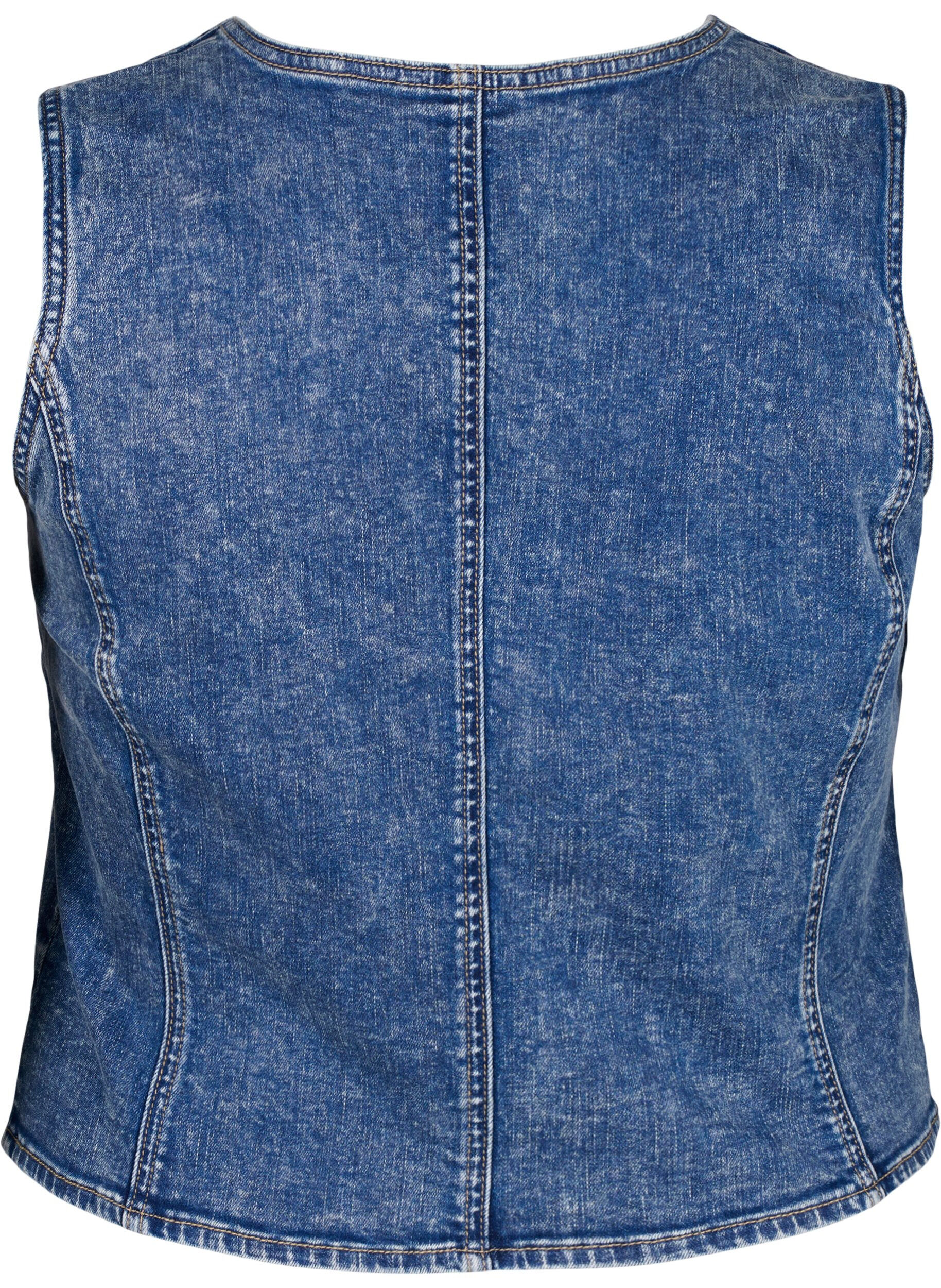 Zizzifashion Slim fit denim vest with buttons, Blue Denim, Packshot image number 1