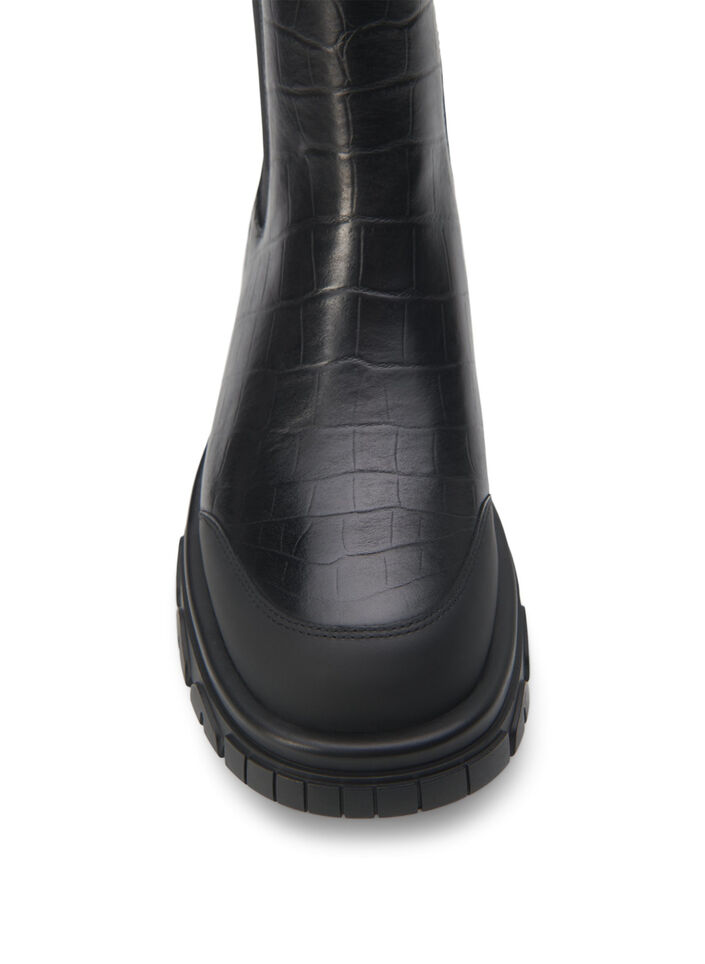 Wide fit - Croco Chelsea boot in leather, Black, Packshot image number 3