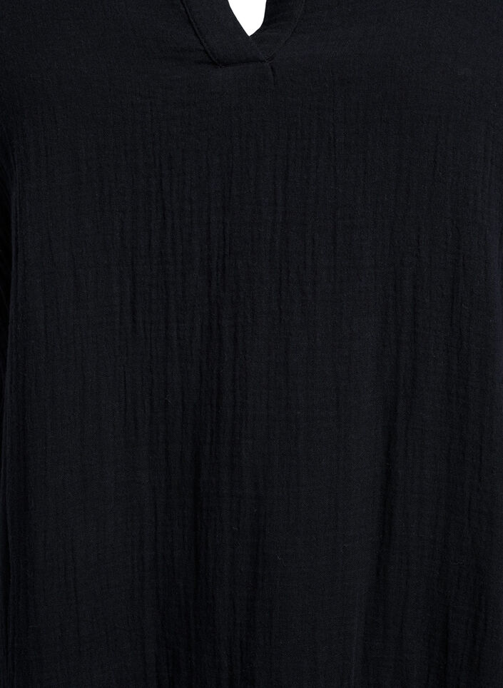 Short A-line dress in cotton muslin, Black, Packshot image number 2
