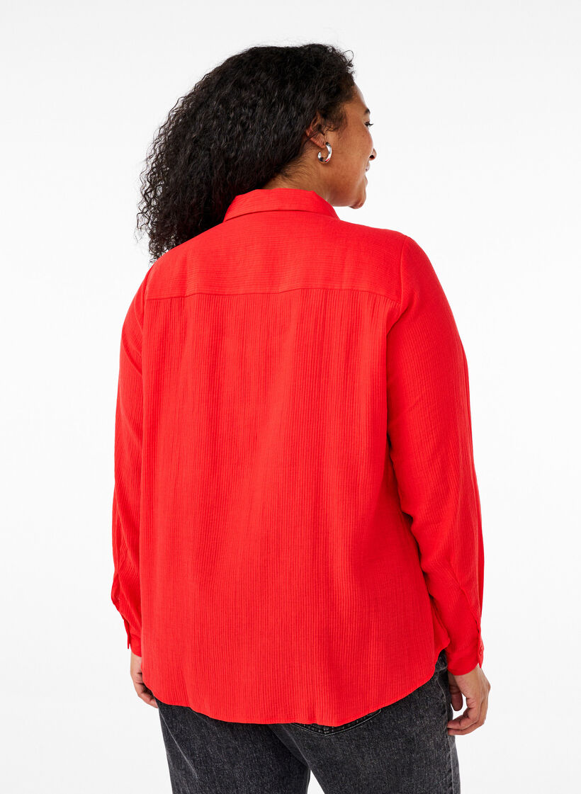 Shirt with a striped texture, Red, Model image number 2