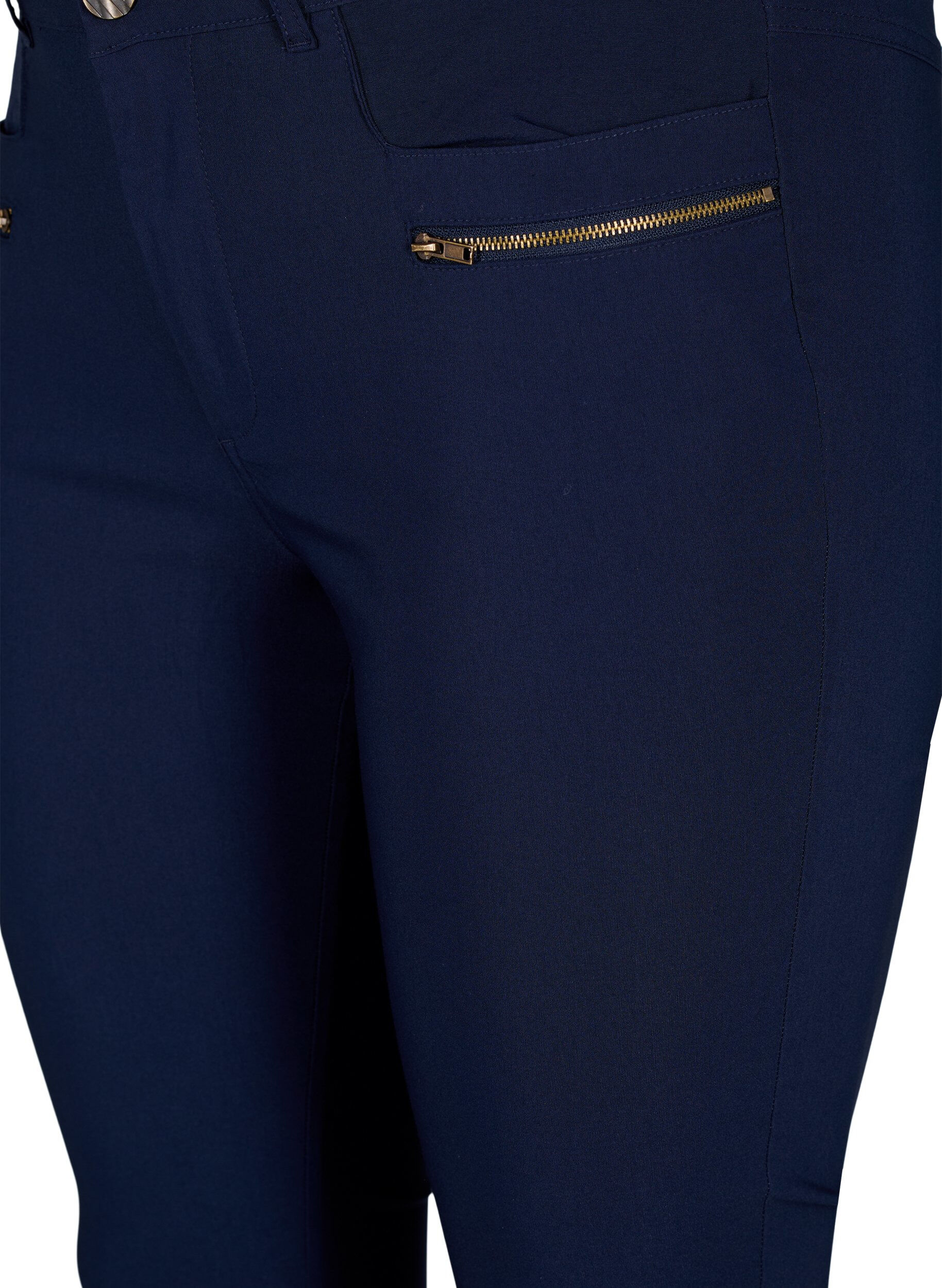 Zizzifashion Close-fitting trousers with zipper details, Blue, Packshot image number 2