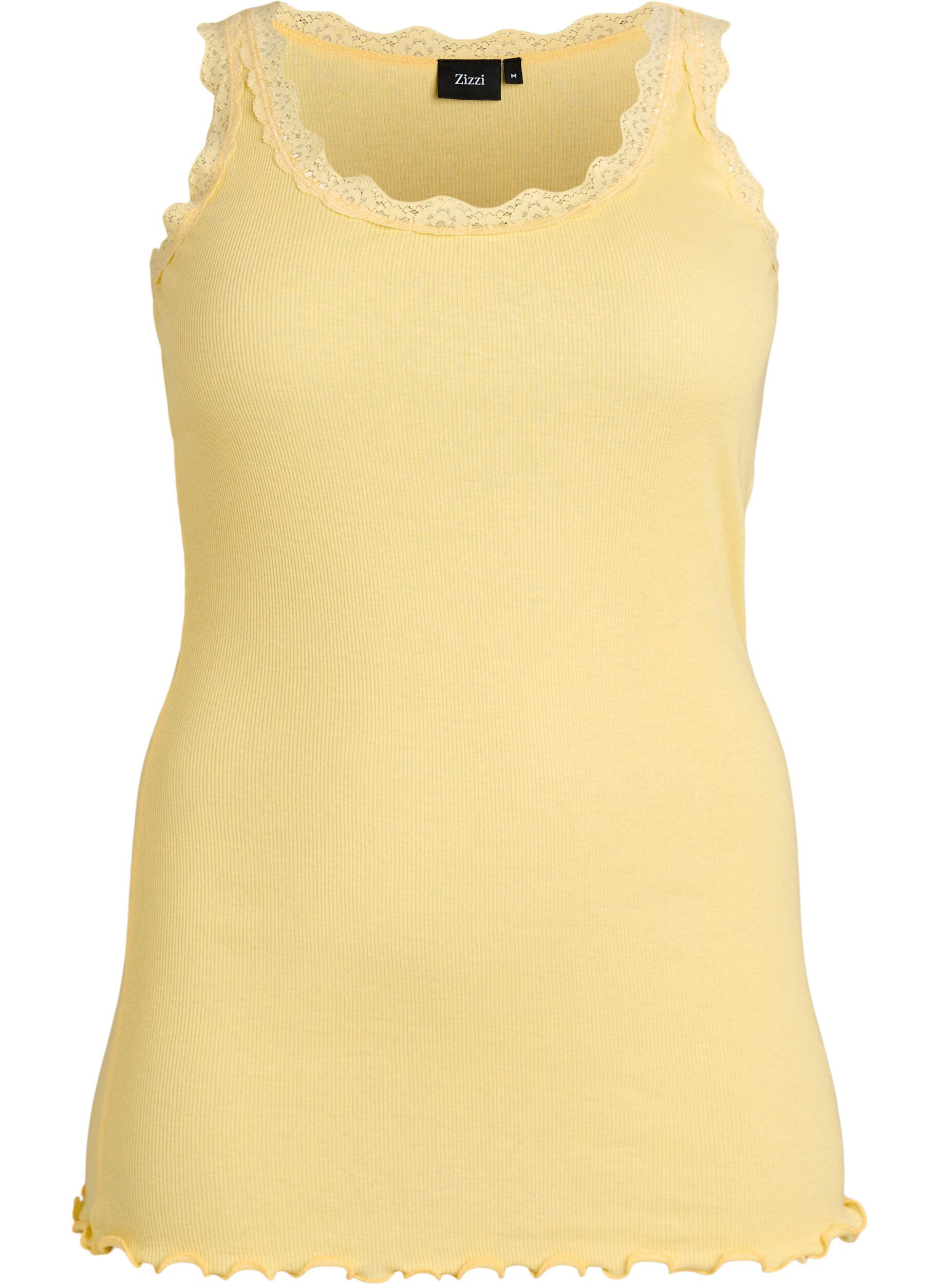 Zizzifashion Top with lace trim, Yellow, Packshot image number 0