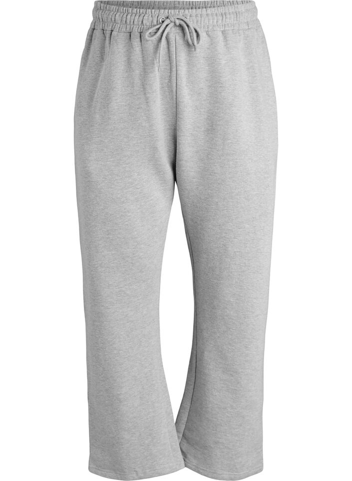 High-waisted sweatpants with brushed inside, Grey, Packshot