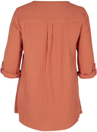 Cotton tunic with 3/4-length sleeves, Rust As Sample, Packshot image number 1
