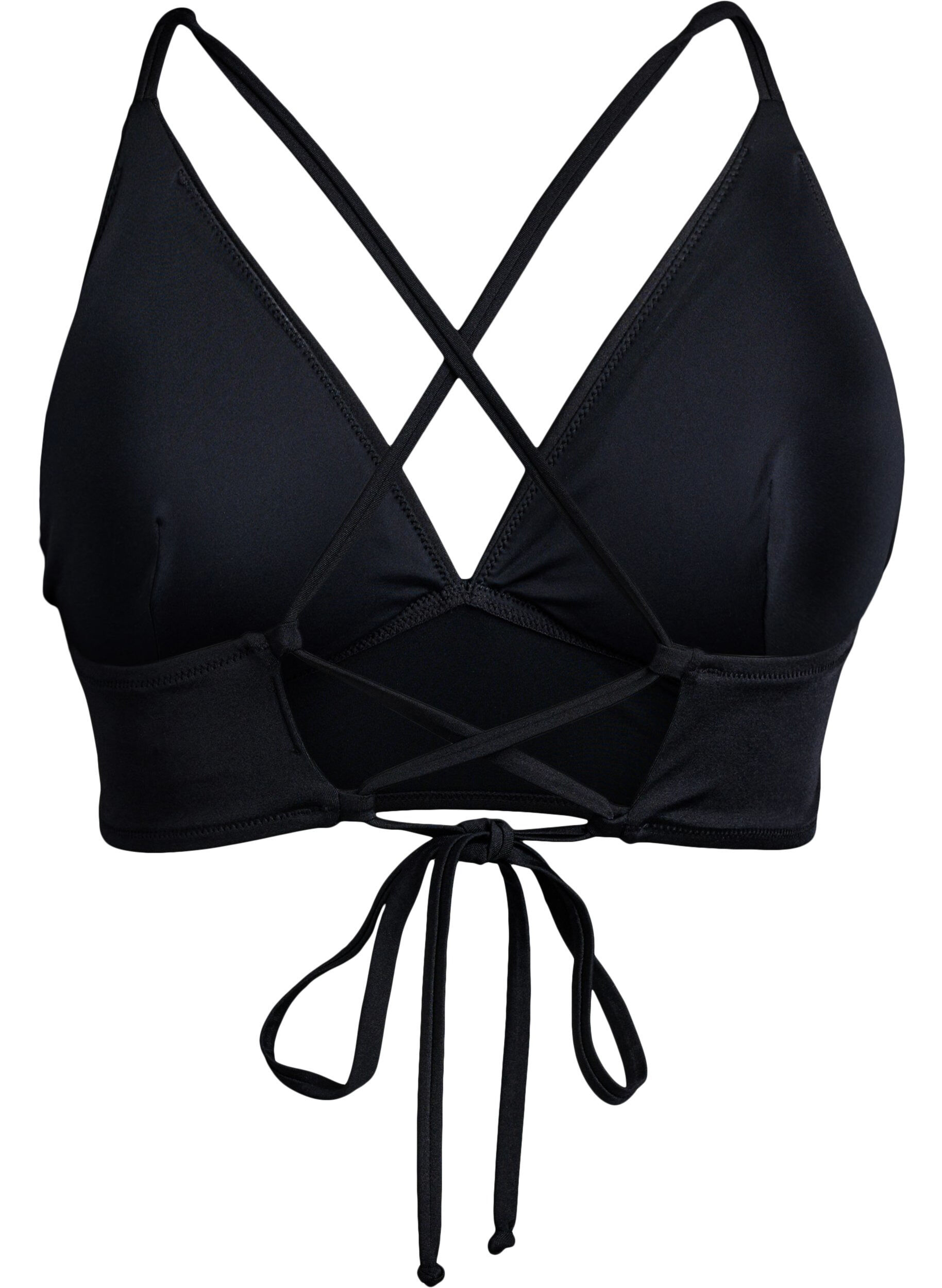 Zizzifashion Bikini top with removable pads and back tie, Black, Packshot image number 1
