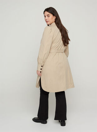 Coat with belt and collar, Feather Gray, Model image number 1