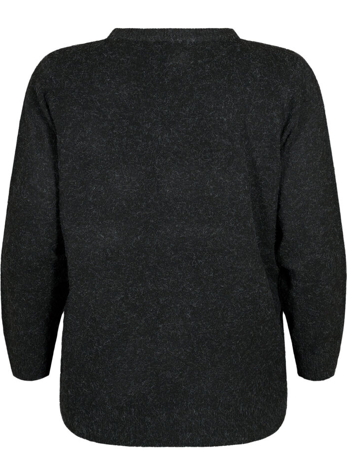 Melange v-neck pullover, Dark Grey Melange, Packshot image number 1