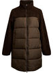 Mid-length puffer jacket with teddy fleece, Brown, Packshot image number 0