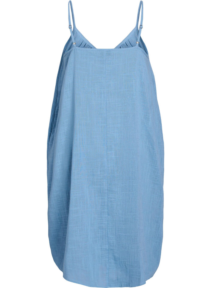 FLASH - Midi-length cotton strap dress, Blue, Packshot image number 1