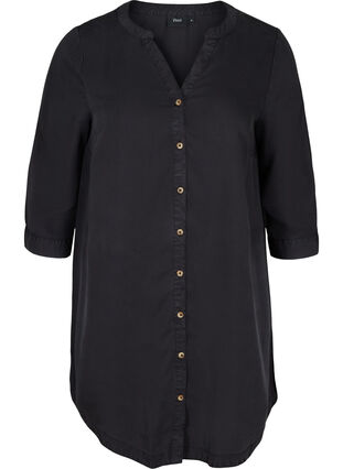 Shirt dress with 3/4 length sleeves, Black, Packshot image number 0