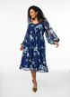 Chiffon party dress with long sleeves, Blue, Model image number 1