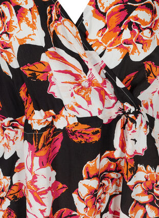 Viscose blouse with 3/4-length sleeves, Black Big Flower , Packshot image number 2