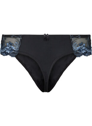 G-string with mesh and colored lace, Black Blue Comb, Packshot image number 1
