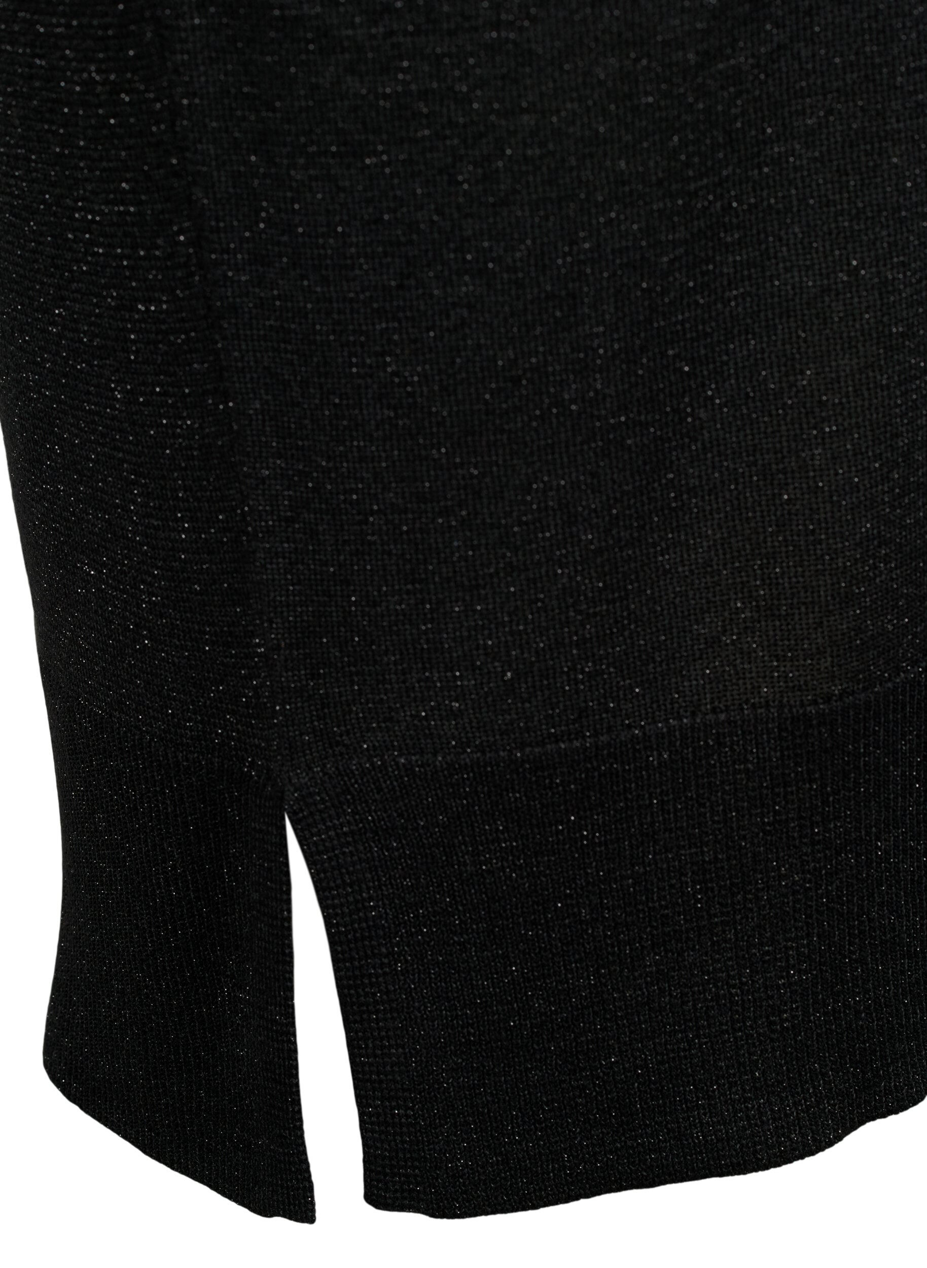 Zizzifashion Viscose knit dress with glitter and slits, Black w. DTM Lurex, Packshot image number 4