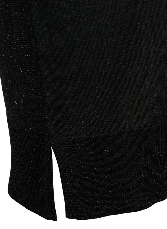 Viscose knit dress with glitter and slits, Black w. DTM Lurex, Packshot image number 4