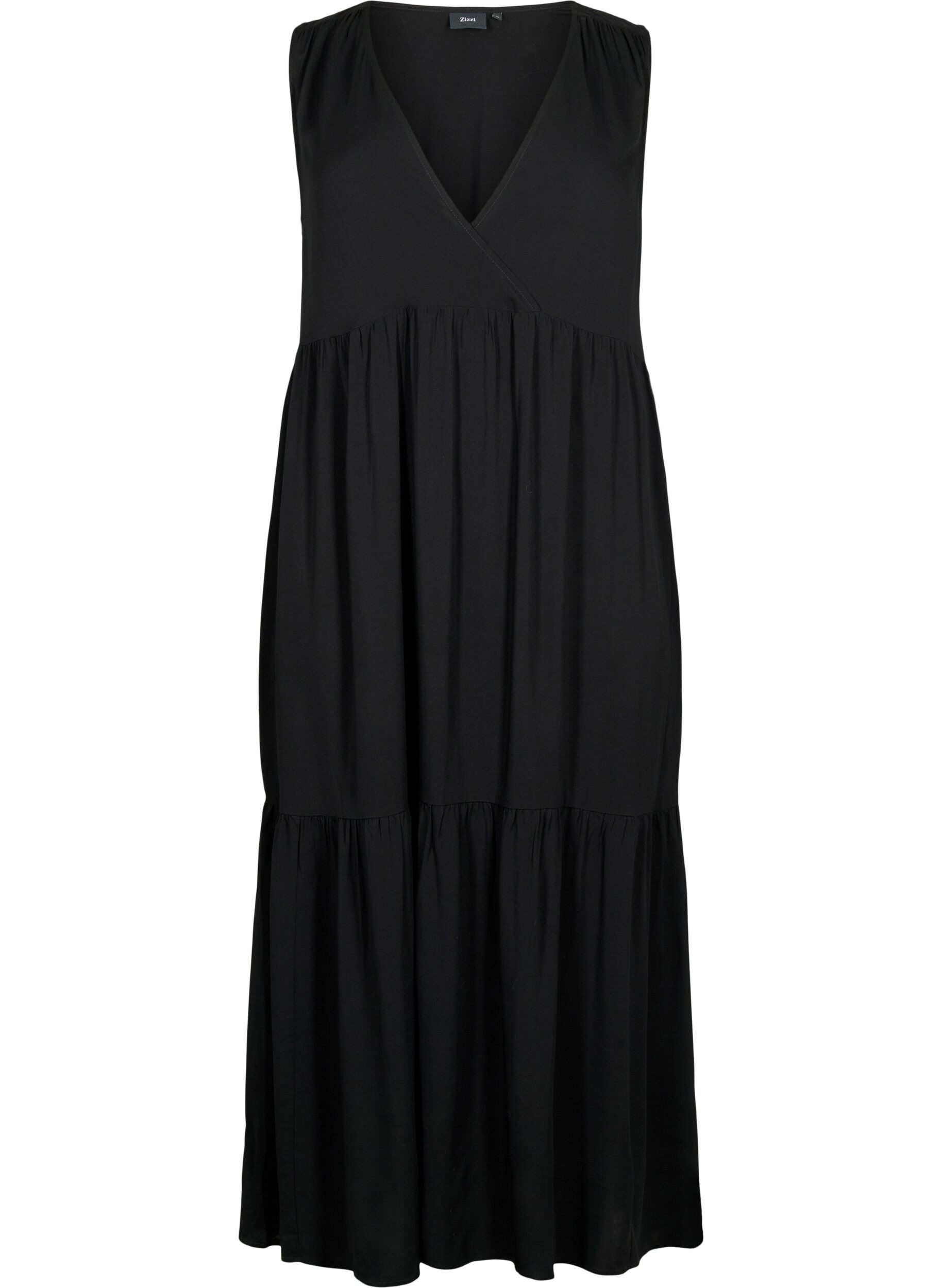 Zizzifashion Sleeveless maxi dress in viscose, Black, Packshot image number 0