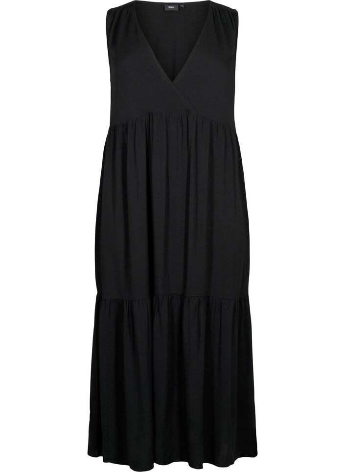 Sleeveless maxi dress in viscose, Black, Packshot image number 0