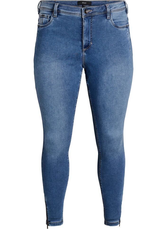 Cropped Amy jeans with zipper detail, Blue, Packshot image number 0