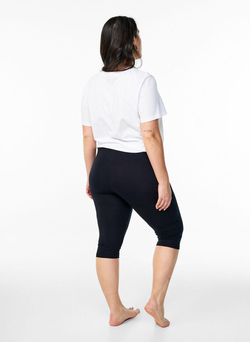 Basic 3/4 viscose leggings, Black, Model image number 1