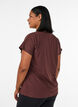 Loose training t-shirt with v-neck, Brown, Model image number 2