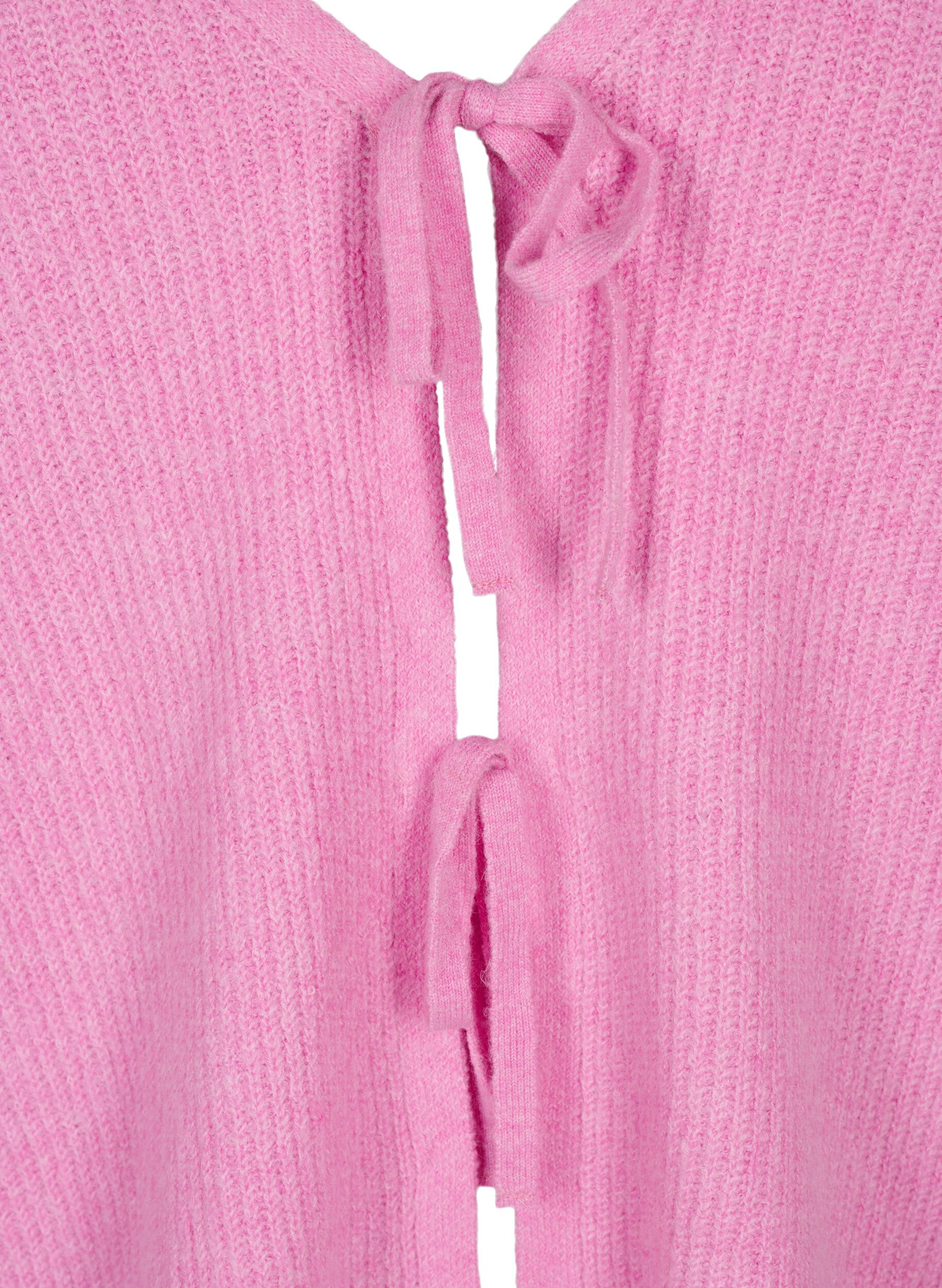 Zizzifashion Knitted cardigan with tie belt, Begonia Pink Mel., Packshot image number 2